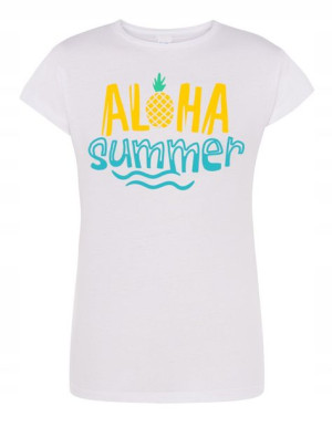 T-Shirt damski fajny nadruk Aloha Summer r. XL