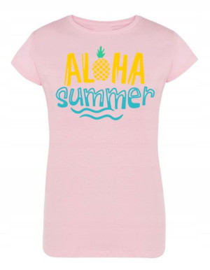 T-Shirt damski fajny nadruk Aloha Summer r. XXL