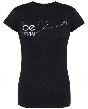 T-Shirt damski fajny nadruk Be Happy r.L