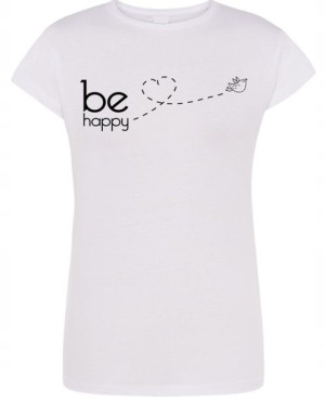 T-Shirt damski fajny nadruk Be Happy r.L
