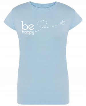 T-Shirt damski fajny nadruk Be Happy r.S