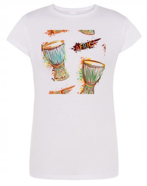 T-Shirt damski fajny nadruk bębenki Afryka r.M