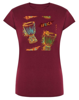 T-Shirt damski fajny nadruk bębenki Afryka r.S