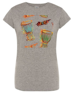 T-Shirt damski fajny nadruk bębenki Afryka r.XL