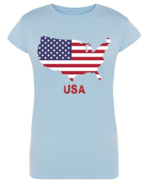 T-Shirt damski fajny nadruk flaga USA r.S
