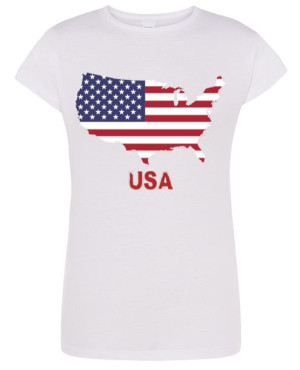 T-Shirt damski fajny nadruk flaga USA r.XL