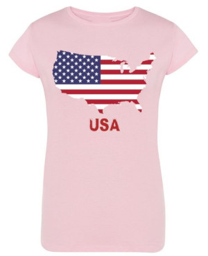 T-Shirt damski fajny nadruk flaga USA r.XL