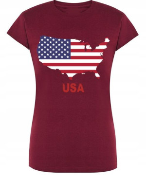 T-Shirt damski fajny nadruk flaga USA r.XL