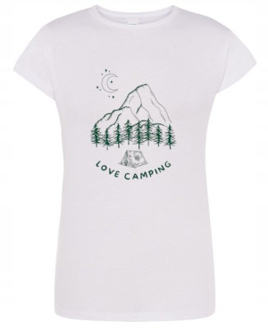 T-Shirt damski fajny nadruk góry kemping r.S