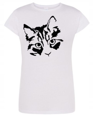 T-Shirt damski fajny nadruk KOT KOTEK r.S