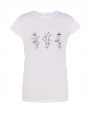 T-Shirt damski fajny nadruk Kwiatki r.M