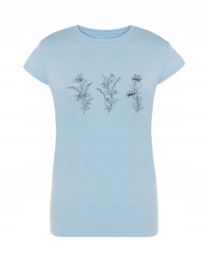 T-Shirt damski fajny nadruk Kwiatki r.M