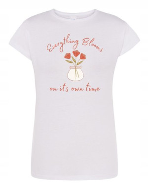 T-Shirt damski fajny nadruk KWIATY KWIATKI r.L