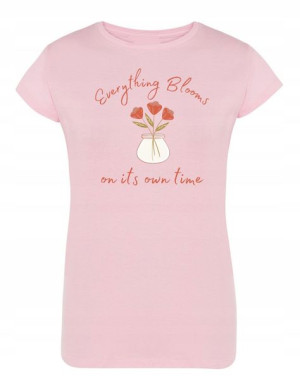T-Shirt damski fajny nadruk KWIATY KWIATKI r.M