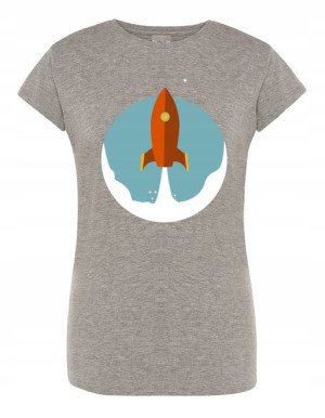 T-Shirt damski fajny nadruk RAKIETA Rozm.S