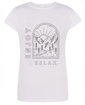 T-Shirt damski fajny nadruk Relax góry r.S