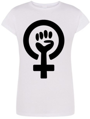 T-Shirt Damski Feminizm Logo Nadruk Rozm.L