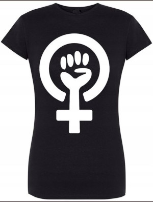 T-Shirt Damski Feminizm Logo Nadruk Rozm.XL