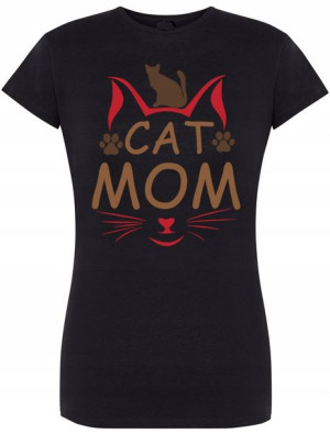 T-Shirt damski Kocia Mama modny Nadruk Rozm.XL