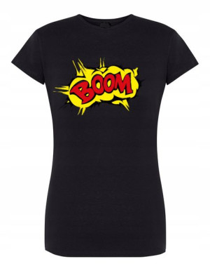 T-Shirt damski kolorowy nadruk BOOM r.M