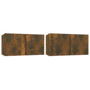 Szafki wiszące pod TV, 2 szt., przydymiony dąb, 60x30x30 cm
