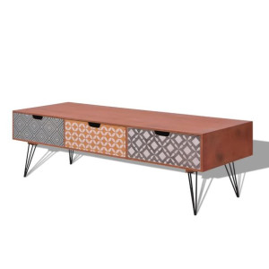 Szafka pod TV z 3 szufladami, 120x40x36 cm, brązowa