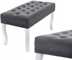 Ławka Pikowana Glamour Siedzisko 80cm Szara Ława