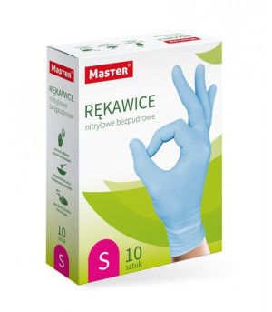 MASTER Rękawice nitrylowe S bezpudrowe niebieskie 10szt S451