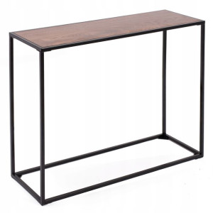 Stolik Konsola Orzech Płyta MDF Stal Czarna 90cm