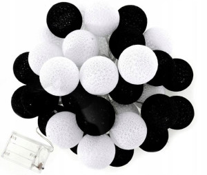 Cotton Balls Świecące Kule x10 Lampki Białe Czarne