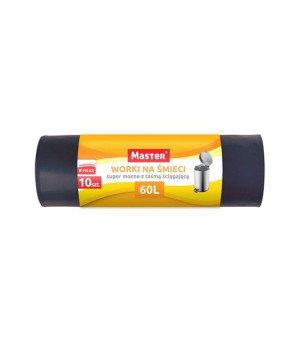 MASTER Worki na śmieci czarne taśmą 60l, A'10 LDPE, 10 szt S127