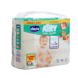 CHICCO Airy 6 XL Pieluchy Jumbo Bag 15-30kg 28 szt