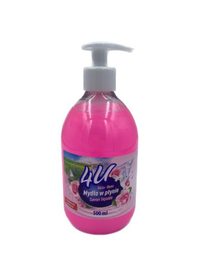 4U Mydło w płynie róża z pompką, 500ml