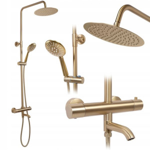 Zestaw Prysznicowy Lungo Termostat Gold Brush Rea