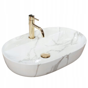 Umywalka Ceramiczna Nablatowa REA AURA MARMO SHINY