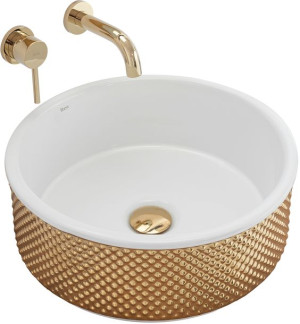 Umywalka Nablatowa CERAMICZNA HELEN GOLD White REA