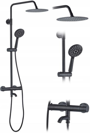 Zestaw Prysznicowy Lungo z Termostatem BLACK MAT