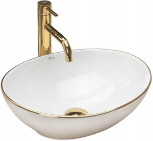 Umywalka Ceramiczna Nablatowa SOFIA GOLD EDGE REA