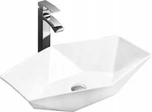 Umywalka Ceramiczna Nablatowa VEGAS Biała - REA