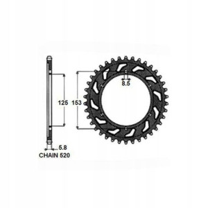 Zębatka tylna stal HONDA CR, CRE, CRF, XR 125-650