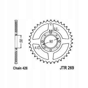 Zębatka tylna stal JT 428 z.51 JTR269,51