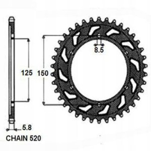 Zębatka tylna stal SUNSTAR 520 z.50 SUNR1-3547-50