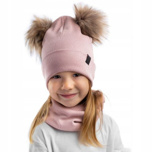 Czapka komin komplet jesień - zima 2 pompony 44-48