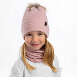 Czapka komin komplet jesień - zima pompon 44-48
