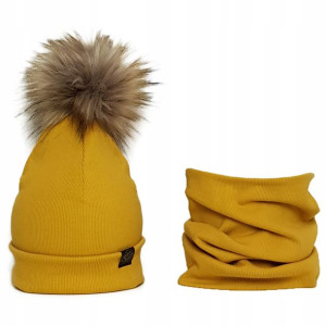 Czapka komin komplet jesień - zima pompon 44-48
