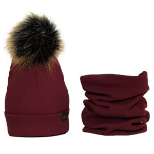 Czapka komin komplet jesień - zima pompon 44-48