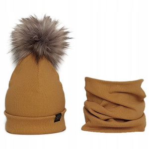 Czapka komin komplet jesień - zima pompon 48-56