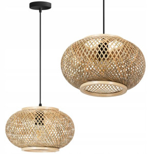 Lampa Sufitowa Wisząca Natrual Boho Rattan Drewno