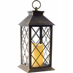 Lampion Led Świecznik Czarny Loft Tutumi