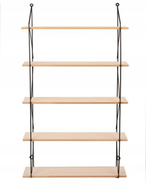 Półka Ścienna Metalowa Drewniana Czarna Loft Xxxl